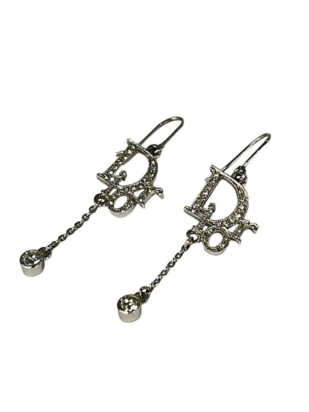 Dior Earrings Silver Clear Motif